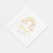 ピンクボホウォーター色レインボーガールベビーシャワー スタンダードランチョンナプキン (角)