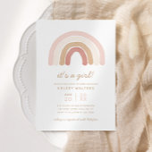 ピンクボホウォーター色レインボーガールベビーシャワー 招待状