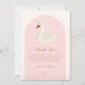 ピンクボホエレガントアーチプリンセススワンベイビーシャワー サンキューカード (正面)
