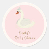 ピンクボホエレガントアーチプリンセススワンベイビーシャワー ラウンドシール (正面)