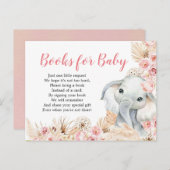 ピンクボホエレファントガールベビーシャワーブズベビー インビテーションポストカード (正面/裏面)