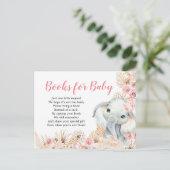 ピンクボホエレファントガールベビーシャワーブズベビー インビテーションポストカード (スタンド正面)