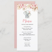 ピンクボホエレファントガールベビーシャワーメニュー メニュー (正面/裏面)