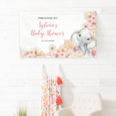 ピンクボホエレファントガールベビーシャワー大きなバナー 横断幕 (インサイチュ)