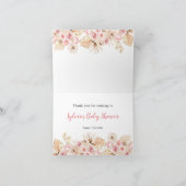 ピンクボホエレファントガールベビーシャワー折り畳みカード サンキューカード (内部)