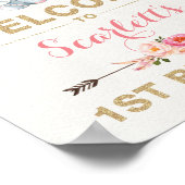 ピンクボホエレファントファースト誕生日ウェルカムサイン ポスター (角)