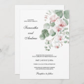 ピンクボホオーキッドテーマ結婚の 招待状 (正面/裏面)