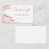 ピンクボホカンプキンベビーブシャワーおむつラッフル エンクロージャーカード (正面/裏面)