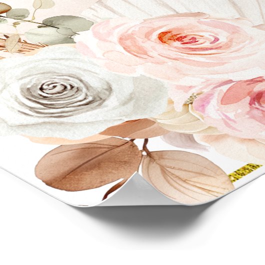 ピンクボホカンプキンベビーブシャワー歓迎サイン ポスター (角)