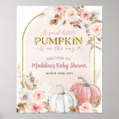 ピンクボホカンプキンベビーブシャワー歓迎サイン ポスター (正面)