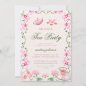 ピンクボホガーデンフローラティーパーティーブライダルシャワー 招待状 (正面)