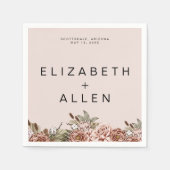 ピンクボホコテージコアフローラエンチャント結婚ズ スタンダードカクテルナプキン (正面)