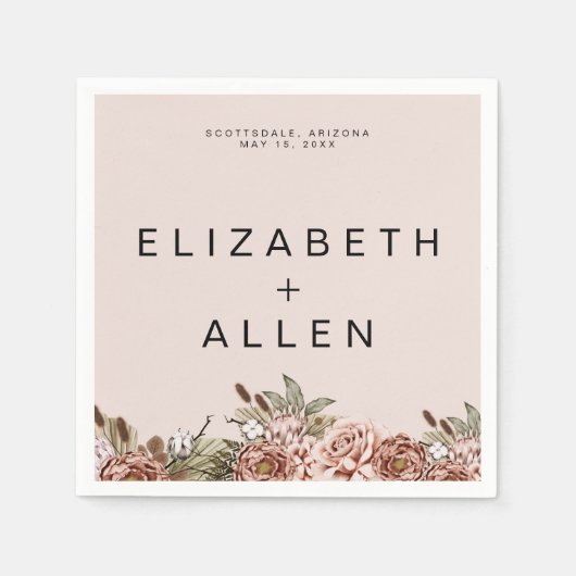 ピンクボホコテージコアフローラエンチャント結婚ズ スタンダードカクテルナプキン (正面)