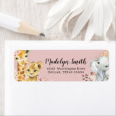 ピンクボホサファリパーティーアニマルズガール住所 シール (インサイチュ)