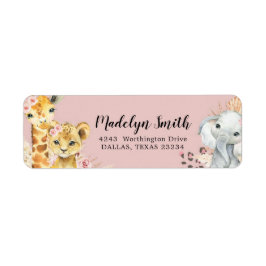 ピンクボホサファリパーティーアニマルズガール住所 シール