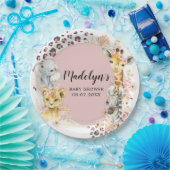 ピンクボホサファリパーティーアニマルズガール紙プレート ペーパープレート (パーティー)