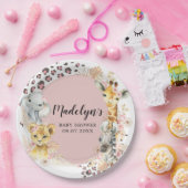 ピンクボホサファリパーティーアニマルズガール紙プレート ペーパープレート (パーティー)