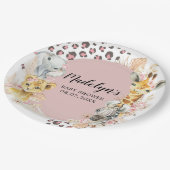 ピンクボホサファリパーティーアニマルズガール紙プレート ペーパープレート (アングル)