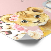 ピンクボホサファリパーティー動物のベビーは甘い ポスター (角)