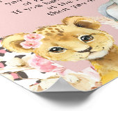 ピンクボホサファリパーティー動物の女の子言わないベビー ポスター (角)