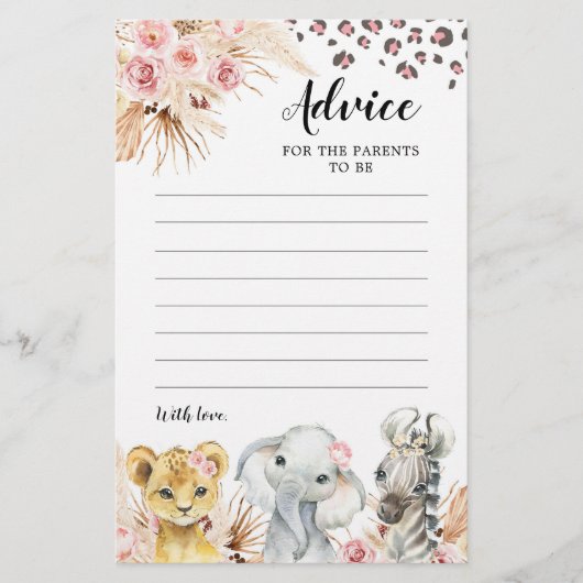 ピンクボホサファリパーティー動物アドバイスfor保護者 (正面)