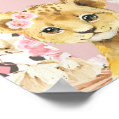 ピンクボホサファリパーティー動物ガールウェルカムサイン ポスター (角)