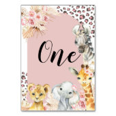 ピンクボホサファリパーティー動物ガールテーブル番号 テーブルナンバー (正面)