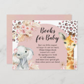 ピンクボホサファリパーティー動物ガールブックスベビー インビテーションポストカード (正面/裏面)