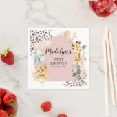 ピンクボホサファリパーティー動物ガールペーパーナプキン スタンダードカクテルナプキン (インサイチュ)