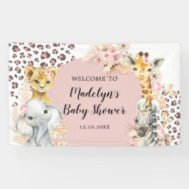 ピンクボホサファリパーティー動物ガールラージバナー 横断幕