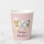 ピンクボホサファリパーティー動物ガール紙カップ 紙コップ (裏面)