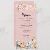 ピンクボホサファリパーティー動物ベビーシャワーメニュー メニュー (正面/裏面)