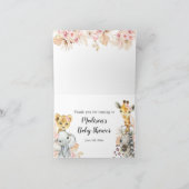 ピンクボホサファリパーティー動物女の子折り畳みカード サンキューカード (内部)