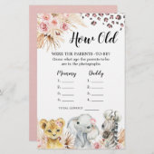 ピンクボホサファリパーティー動物歳の両親 (正面/裏面)