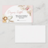 ピンクボホサファリ動物ベビーシャワーおむつラッフル エンクロージャーカード (正面/裏面)