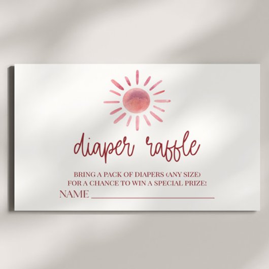 ピンクボホサンシャインベビーシャワーおむつラッフル エンクロージャーカード