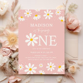 ピンクボホデイジーファースト誕生日 招待状