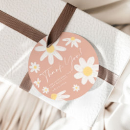 ピンクボホデイジーフラワーメッセージカード フェイバータグ