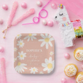 ピンクボホデイジーフラワー紙プレート ペーパープレート (パーティー)