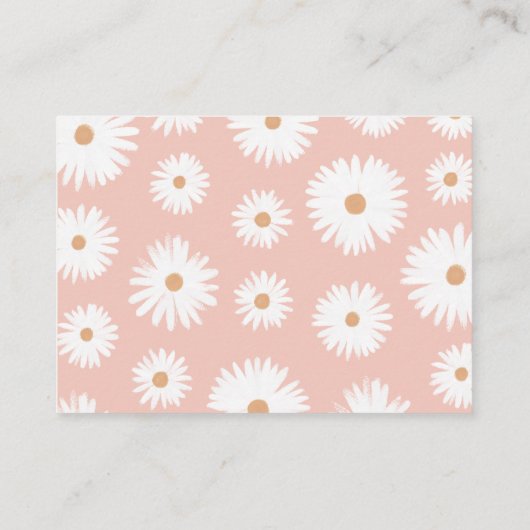 ピンクボホデイジーフローラガールベビーシャワーカスタム エンクロージャーカード (裏面)