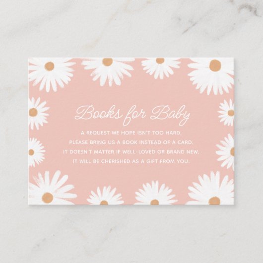 ピンクボホデイジーフローラベビーシャワーブックスベビー エンクロージャーカード (正面)