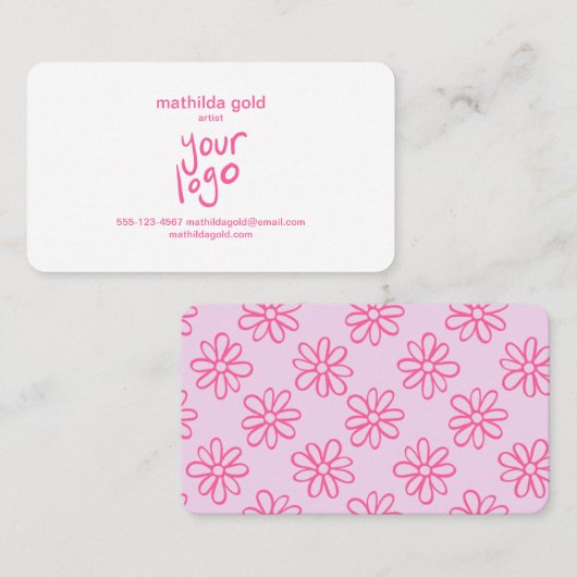 ピンクボホトレンディーヴィンテージかわいいミニマガーリーリスト 名刺 (正面/裏面)