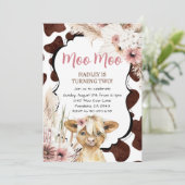 ピンクボホハイランドカウズ誕生日 招待状 (スタンド正面)