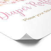 ピンクボホバニーベビーシャワーおむつラッフル ポスター (角)