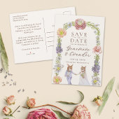 ピンクボホバニー愛フローラ結婚式日付を保存 案内ポストカード