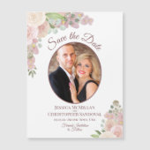 ピンクボホバラウェディング日付写真マグネットを保存 (正面)