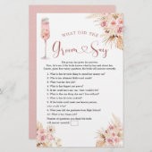 ピンクボホバラソーリーブライダルシャワーグルームセージゲーム (正面/裏面)