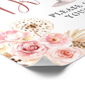 ピンクボホバラソーリーブライダルシャワードリンクサイン ポスター (角)