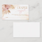 ピンクボホパンパスグラスおむつラッフルチケットゲーム エンクロージャーカード (正面/裏面)