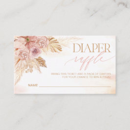 ピンクボホパンパスグラスおむつラッフルチケットゲーム エンクロージャーカード